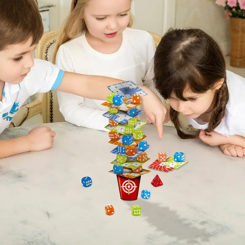 Stacking Dice Game Interaktywne gry stołowe dla dzieci Dwóch graczy Gry planszowe dla dzieci Zabawna zabawka edukacyjna dla spotkań przyjaciół