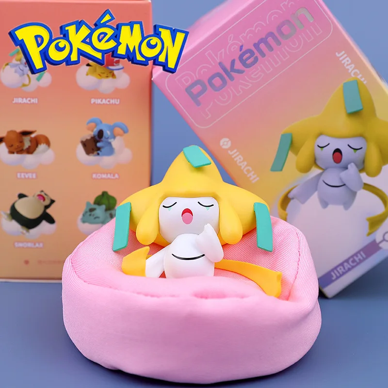 Pokemon Pikachu Blind Box Beeldjes Leuke Anime Cartoon Slapen-positie Speelgoed Kawaii Eevee Jirachi Auto-interieur Ornamenten Geschenken