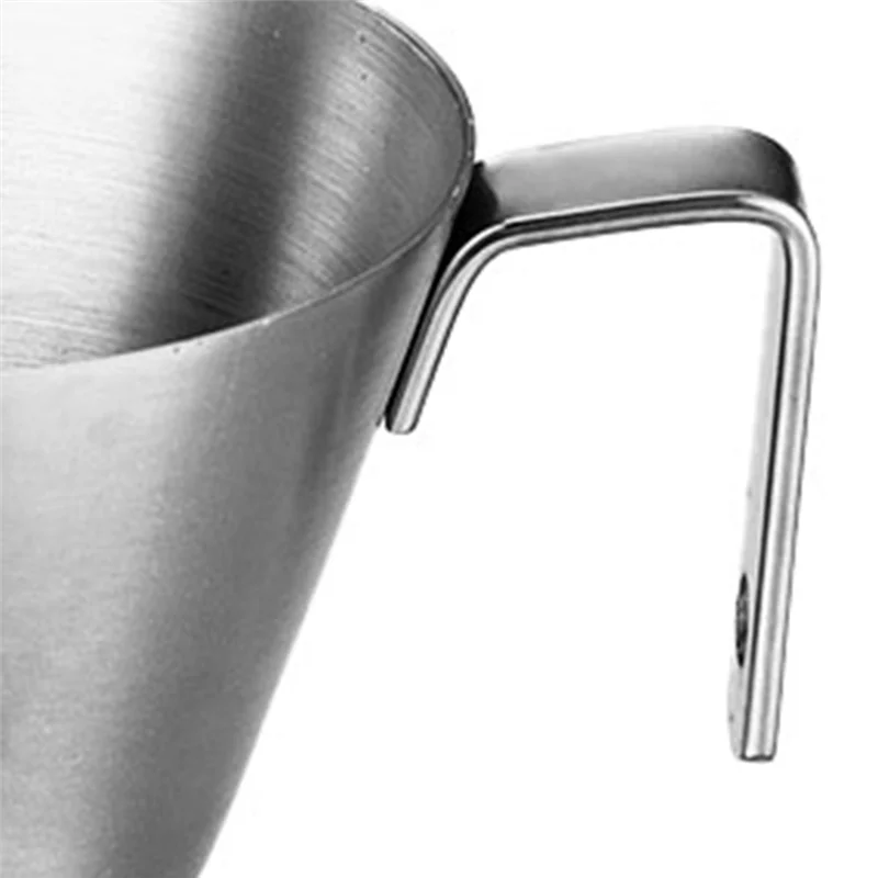 AB15-Espresso Cup With Handle, Stainless Steel Espresso Accessories, Spout Metal Measuring Cup With Scale, 3.4OZ/100ML