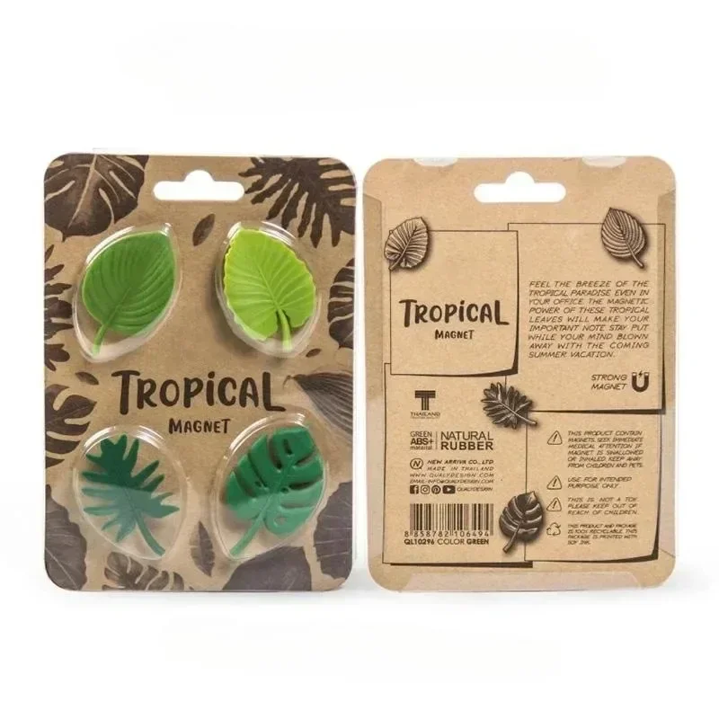 4PCS Creative Green Turtle Leaf Magnetic Kitchen Message Board Home Decoration Refrigerator Gift