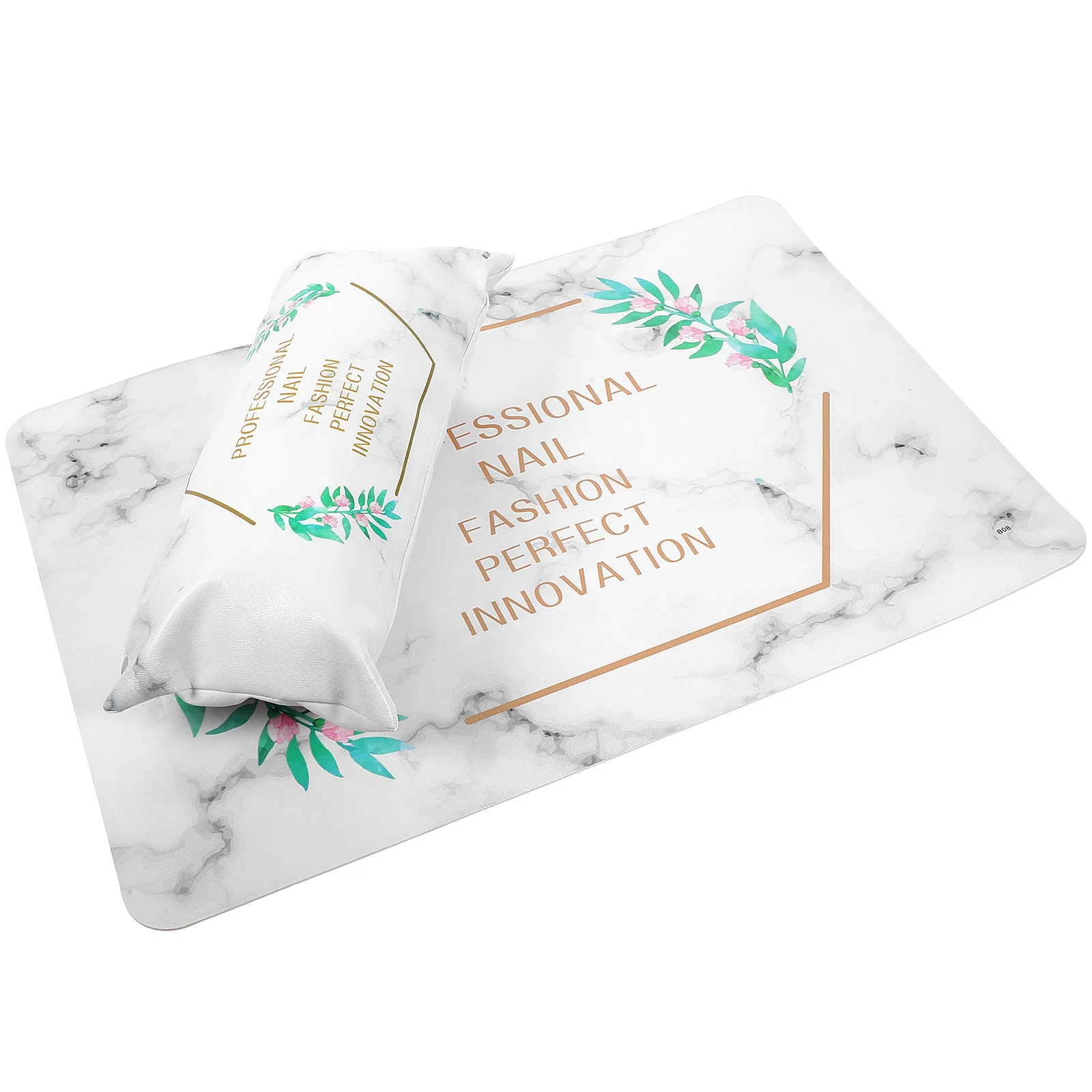 

Foldable PU Nail Pillow Hand Rest Mat Marble Pattern Stain Resistant Wrist Support Salon Cushion Set Table Protective Pad