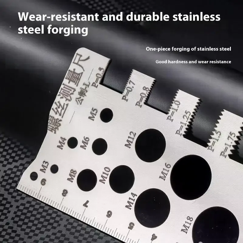 Thread Pitch Gauge Ruler Measuring Tool Bolt Nut Metric Machining Threads Screw Cutting Gauge Angle Model Measuring Screw