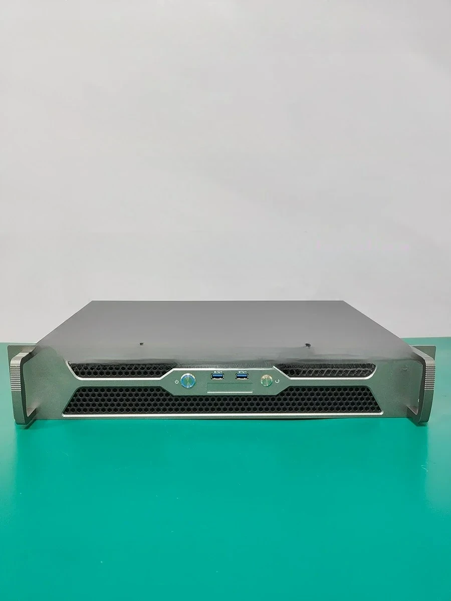2U 250mm Short Depth Rackmount IPC Chassis Aluminum Panel Mini ITX Industrial Server Case with USB3.0
