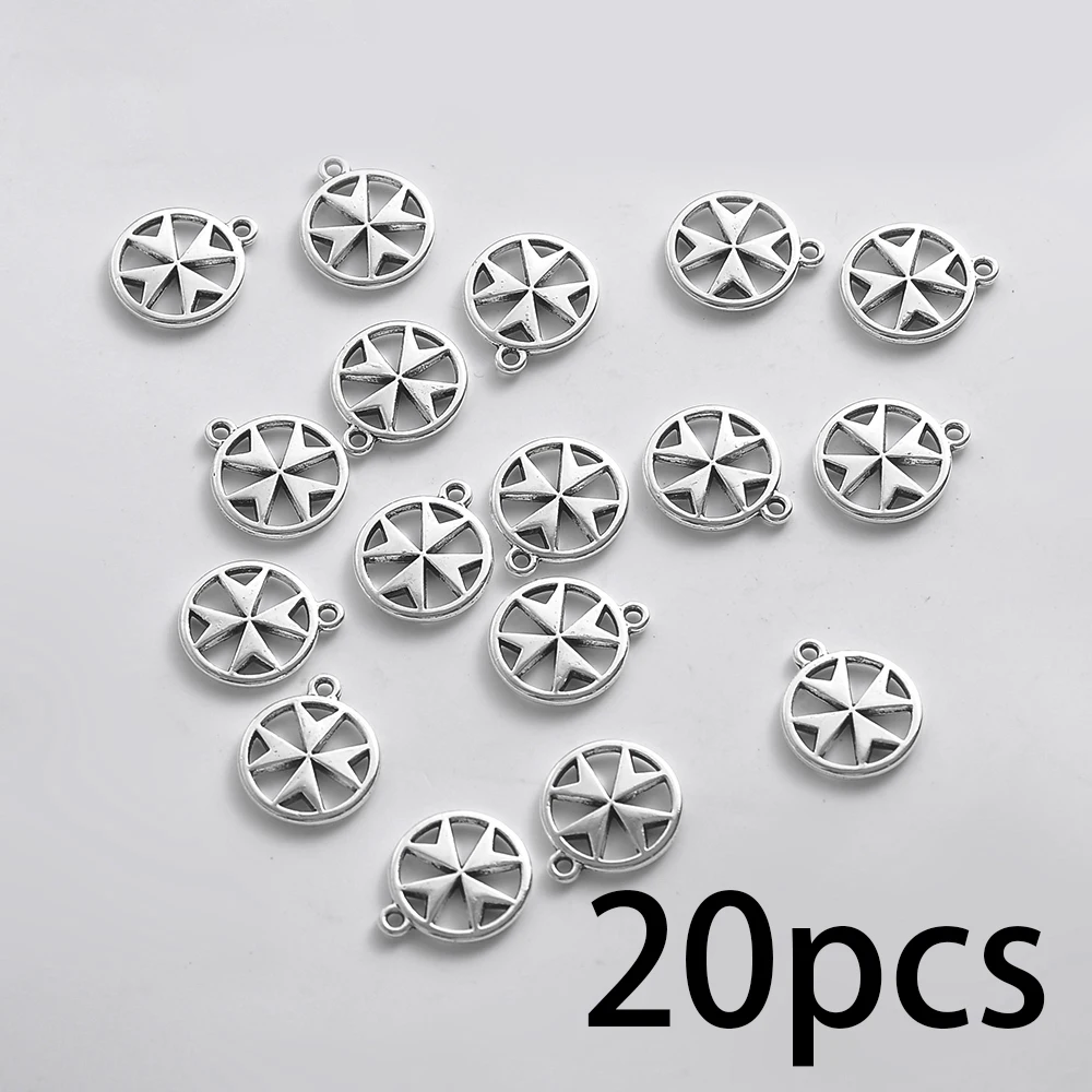 20-Piece Set of Hollow Hexagram Round Pendants, Available in Two Colors, Star-Shaped Mini Pendants, Suitable for DIY Bracelets, Necklaces, and Earrings, Simple Geometric Handmade Beaded Jewelry Accessories