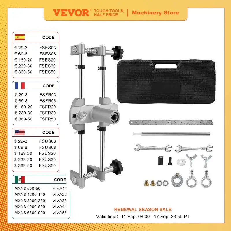 VEVOR Door Jam Jig Kit Door Lock Mortise with 3PCS 18mm / 22mm / 25mm M10 Cutters Clamping Thickness 1.2in-2in for Lock Changing