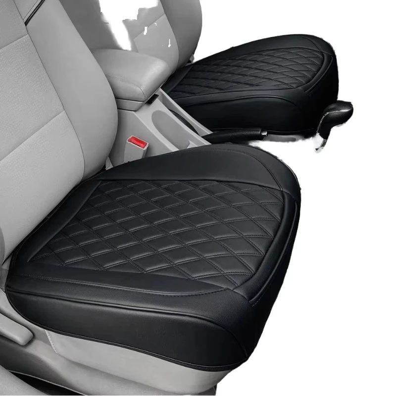 2 Pack Luxury Black Genuine Leather Car Seat Covers Anti-Slip Full Wrap Driver's Car Seat Protector