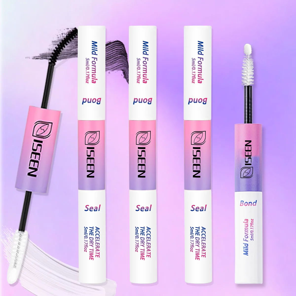 กาวติดขนตาปลอมและน้ำยาเคลือบ 10 มล. กาวติดขนตาปลอมและน้ำยาเคลือบแบบแยกชิ้น ติดทนนานเป็นพิเศษ อุปกรณ์ต่อขนตา