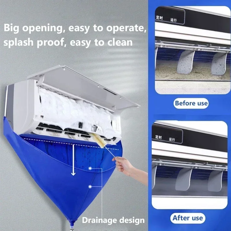 100cm Thickened Cleaner Air Coditioning Cleaning Cover Bag PVC with Water Pipe Home 1-2P Split Hanging Air Conditioner Tools