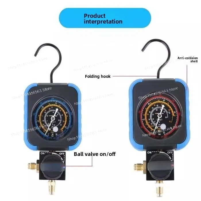 Air Conditioning Refrigeration Pressure Gauge Single Gauge for R22 R134 R410A Refrigerant Charging Tool HVAC Diagnostic