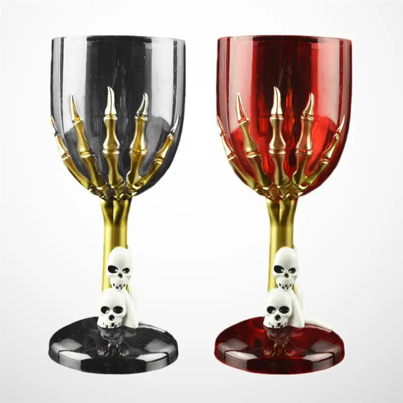 2 buah Halloween plastik Piala tengkorak cakar dekorasi plastik Piala Prop untuk Bar KTV toko (tidak Luminance pola, warna acak)