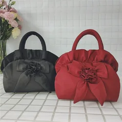 Small Women Middle Bag Top Handle Ladies Handbag Phone Bag Summer Purse National Style With Zipper Bowknot