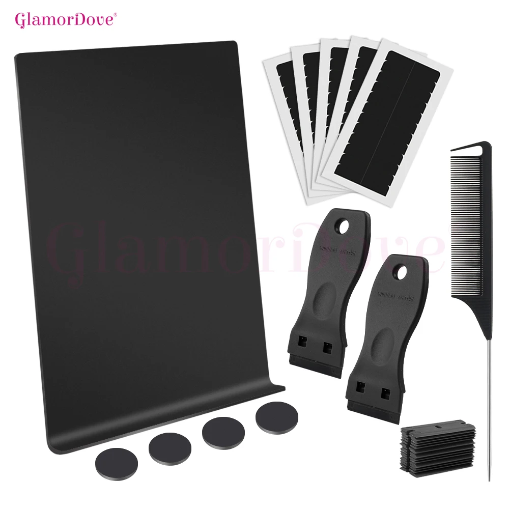 GlamorDove Tape-In Hair Extension Removal Set – Fast Tape Tab Removal with Scraper, Blades & Acrylic Board