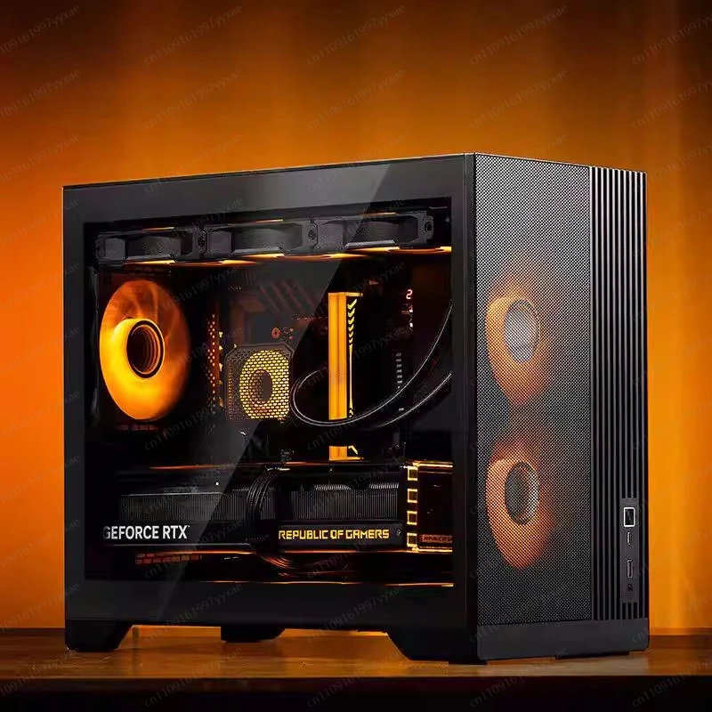 

MATX desktop small chassis, side through, support back plug, top 360 water cooling