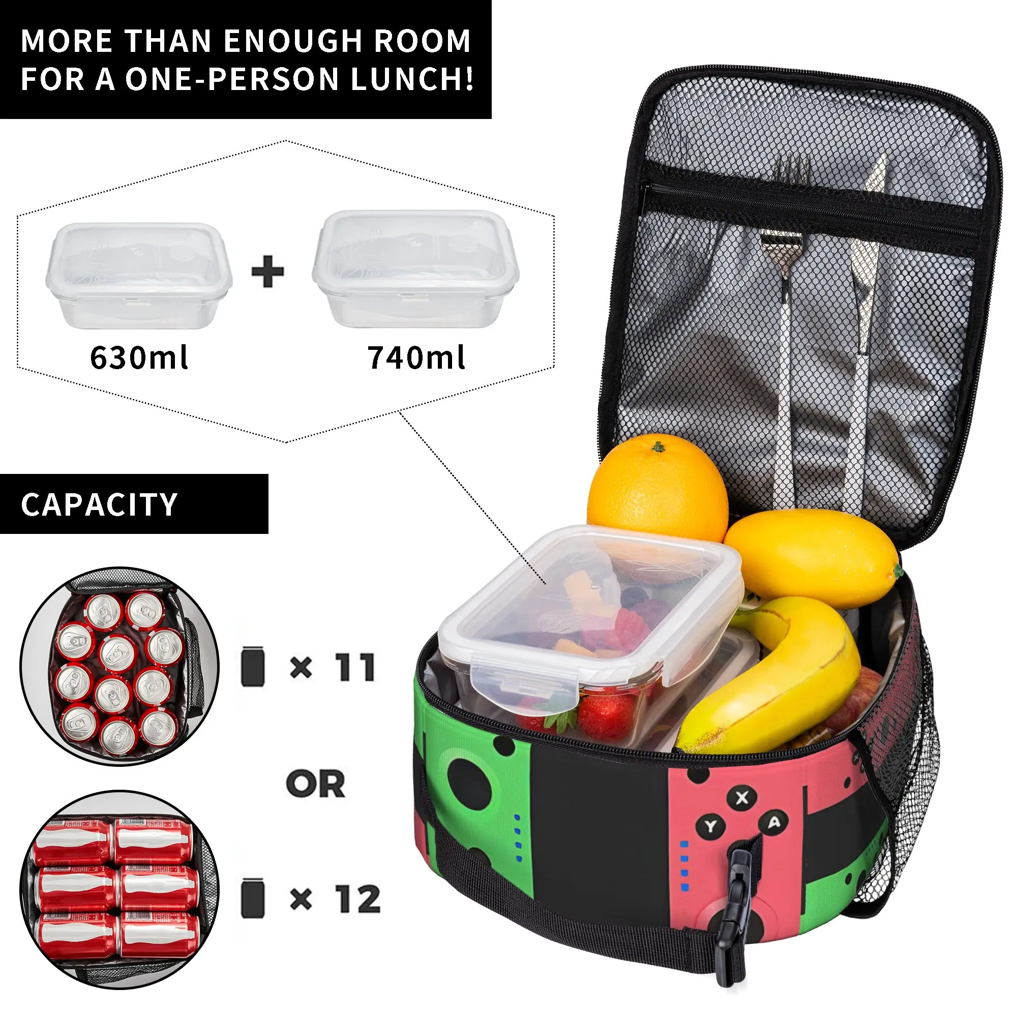 Games Console Handheld Gamer Carry Thermal Cooler Bag Controller Reusable Insulated Lunch Bags Causal Container Box For Work