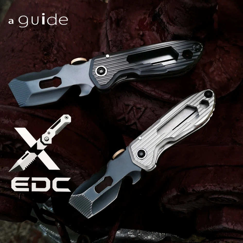 AGUIDE EDC Crowbar, Titanium Alloy Folding Outdoor Portable Multifunctional Decompression Toy