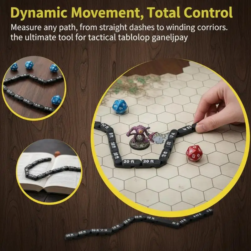 Tabletop RPG Articulated Movement Ruler for DND 8 Section 12 Inch Flexible Accurate Ruler for Adventure  Scenario Use