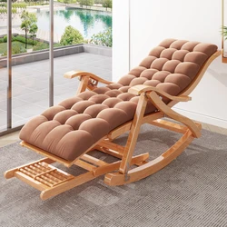 Mecedora plegable de bambú para adultos, sillón reclinable para balcón, sala de estar, tumbona, cama de diseño ergonómico