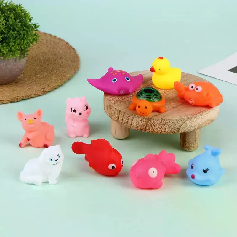 Soft Baby Bath Toys With Squeaky Sound Cute Colorful Animal Shapes Perfect For Toddlers Bathtub Play Time Kids Funny Gift 10Pcs