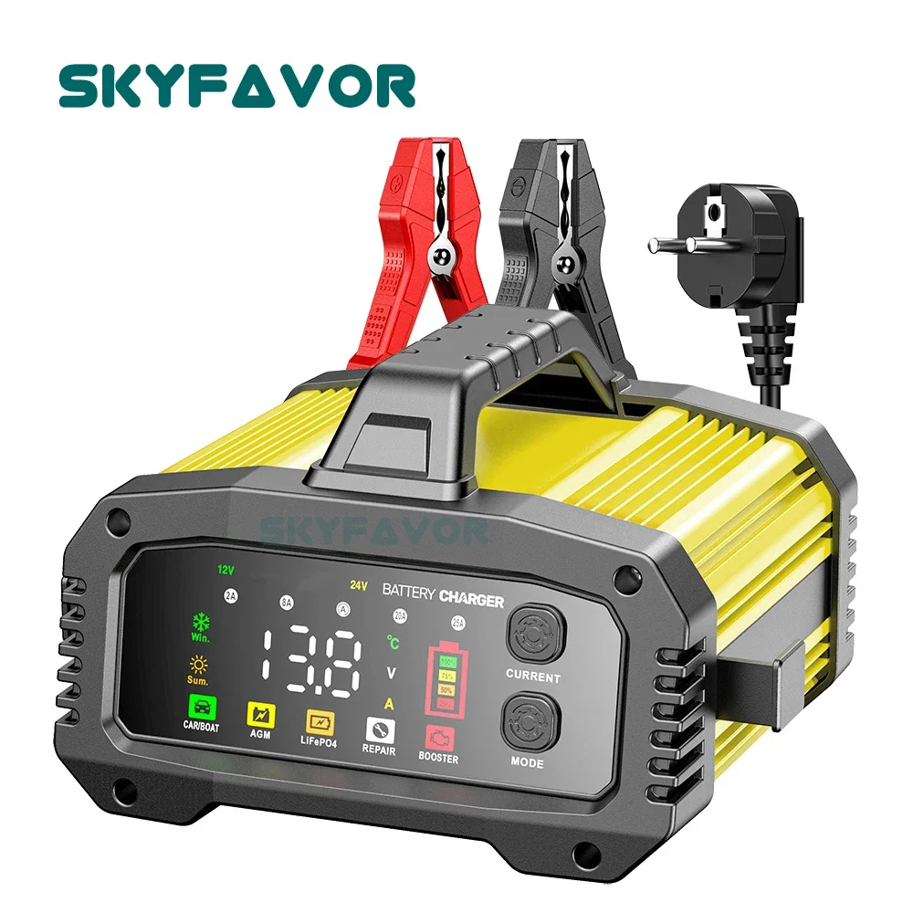 Smart Automatic 12V 24V Battery Charger 12V 24V 25A Fast Pulse Repair Lifepo4 AGM GEL Lead Acid Battery Charger Car Booster Mode