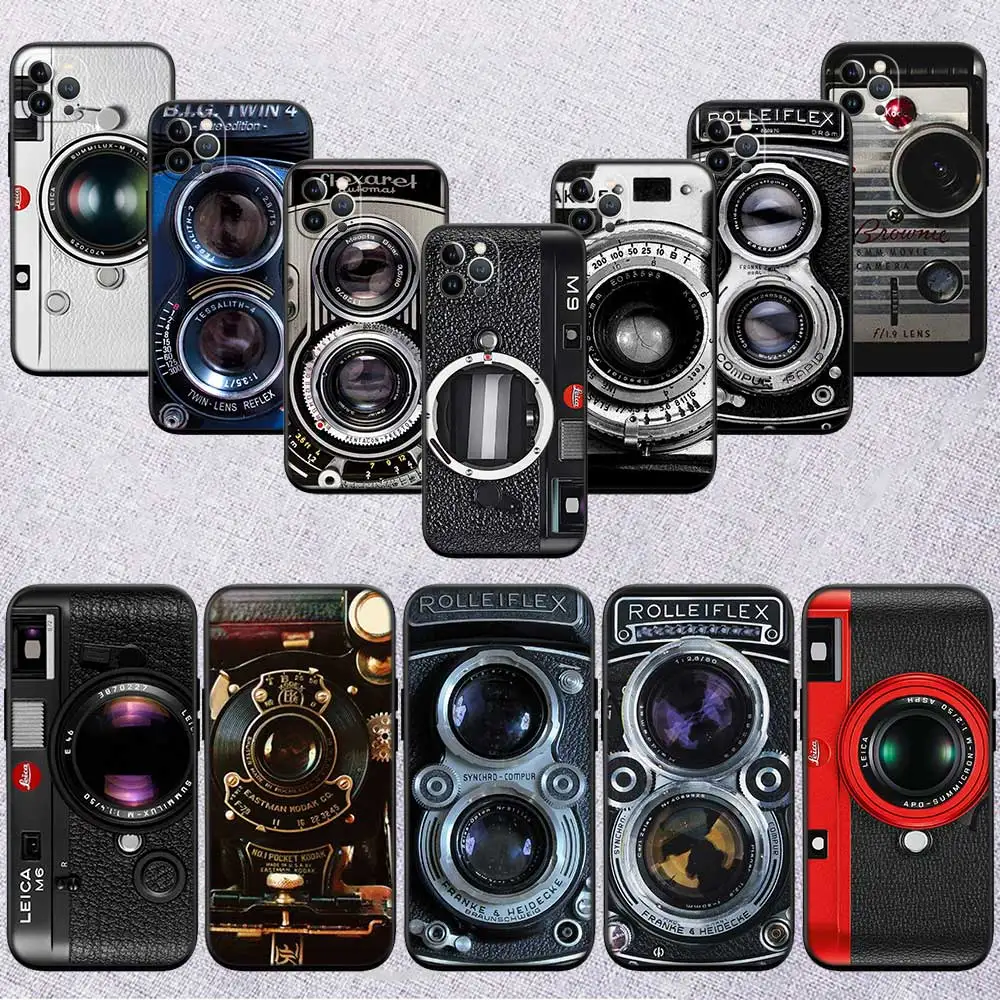 PU48 Vintage Camera Phone Case for Samsung Galaxy S20 S21 S22 Ultra FE Plus A21S A22 A24 A25 A26 A30 A30S A31
