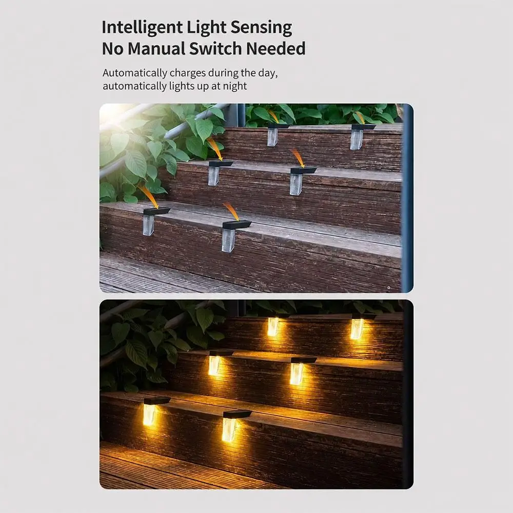 New LED Solar Deck Light IP65 Waterproof Color Changing Solar Wall Lamp Wireless Installation Solar Step Light Outdoor