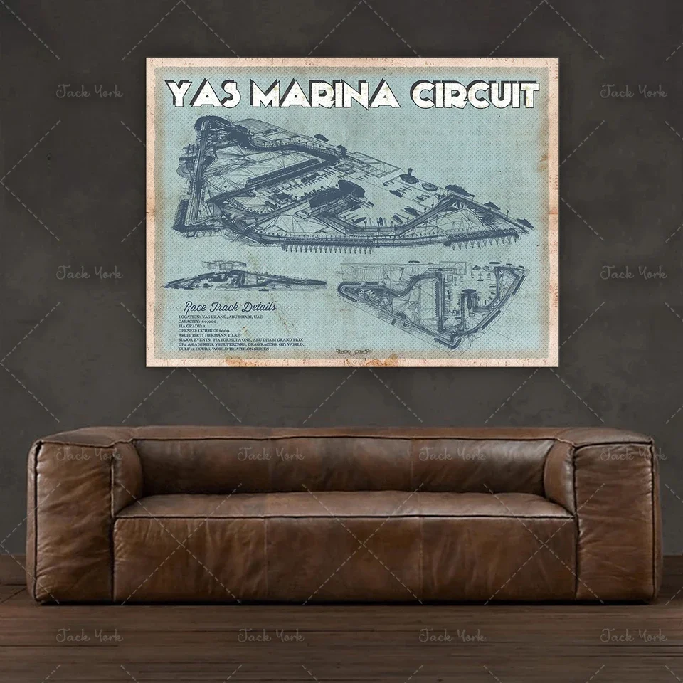Yas Marina Circuit Blueprint Race Track Print
