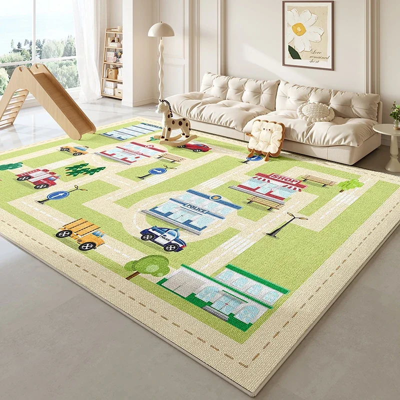 Cute Cartoon Parenting Pattern Living Room Carpet Bedroom Children's Room Easy Care Rug Home Decoration Anti-fall Crawling Mat