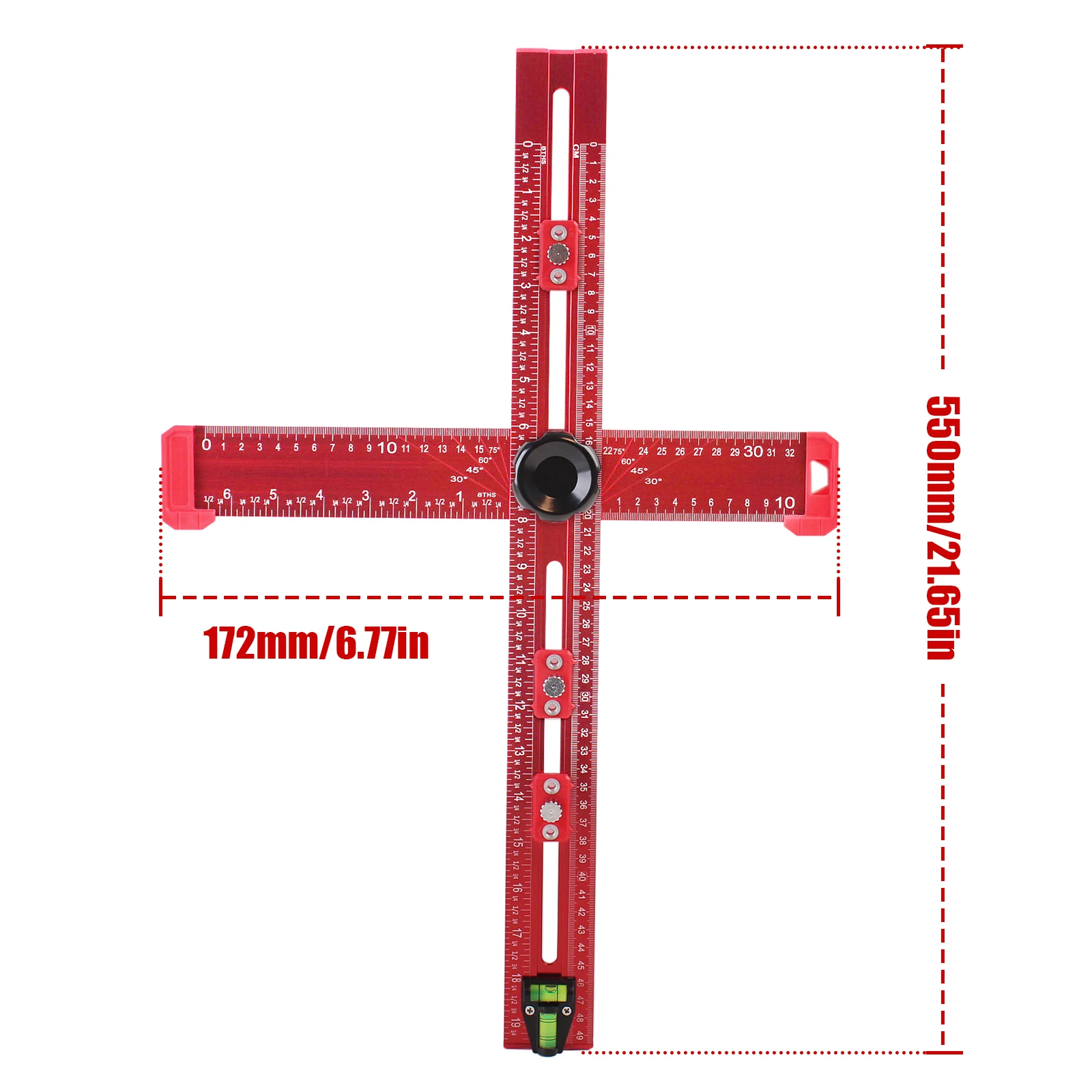 4-in-1 Drilling Positioning Ruler Adjustable T Square Ruler Cabinet Hardware Jig for Cabinet Drawer Door Hole Drilling Template