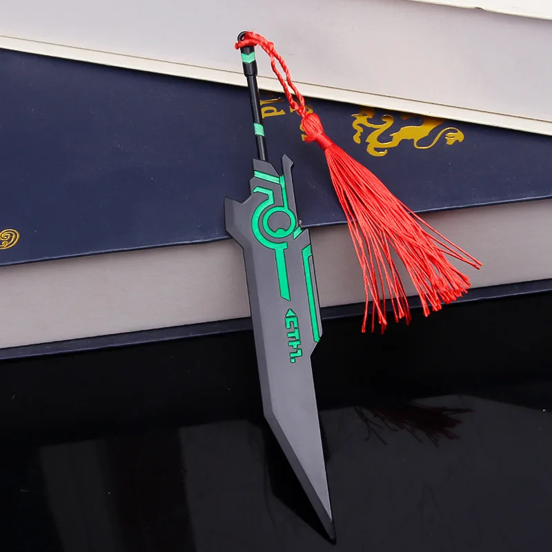 AOTU World Game Peripheral Double Zande sword Metal weapons Model Cosplay Prop Keychain Pendant Crafts Ornament Boy's Toy Gift