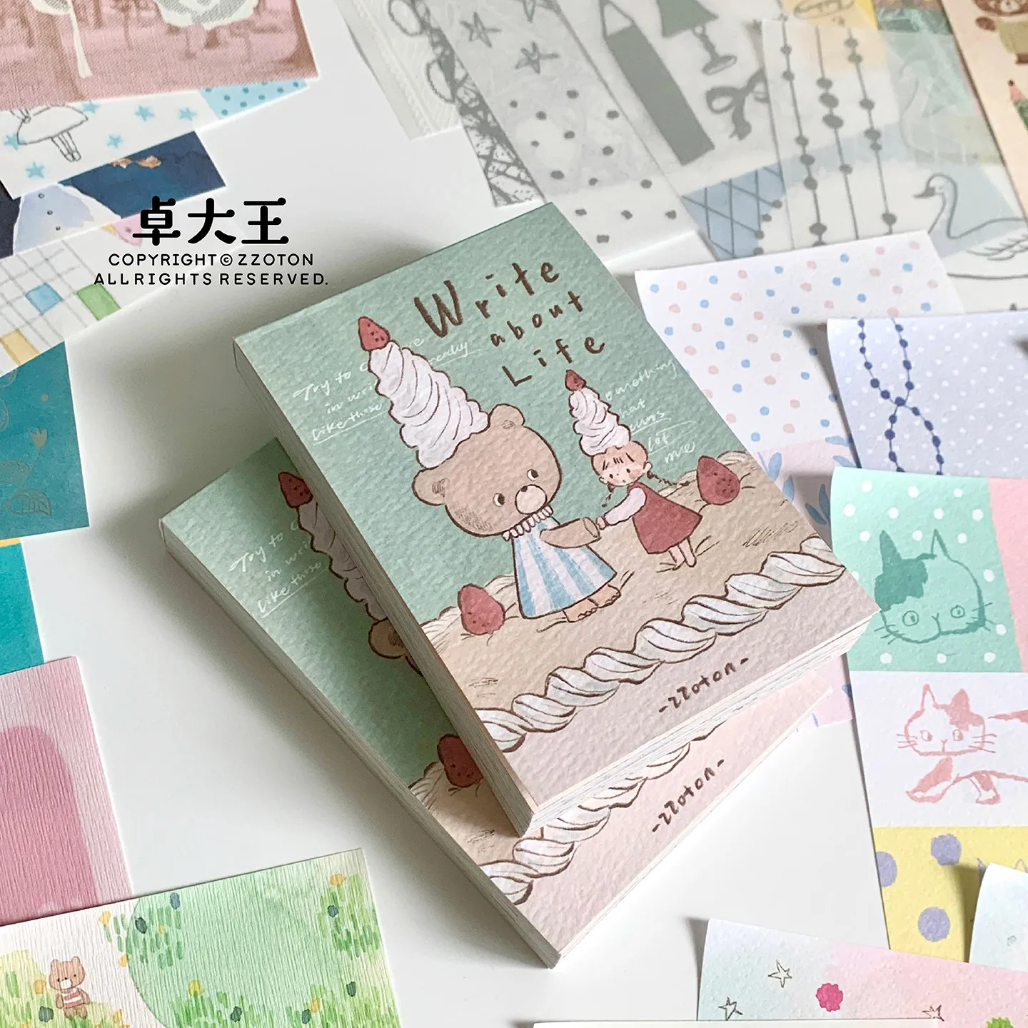 Zzoton 90sheets/Book Silver-Embossed Sulfur Mixed Base Paper Memo Book Literary Message Note