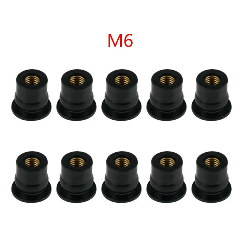 10Pcs Motorbike Windscreen Parts M6 Metric Rubber Well Nut Blind Fastener