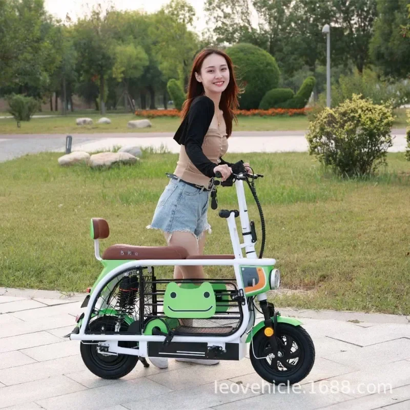 Electric motorcycle 350W motor 48V 12AH lithium battery city travel parent-child ebike with pet basket adult riding ebikes