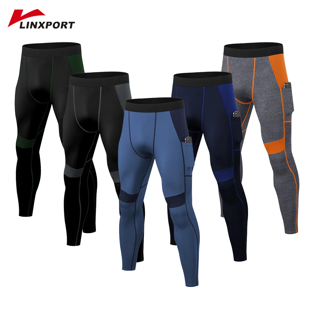 Męskie spodnie termiczne z kieszenią oddychające kalesony Fitness legginsy maraton spodnie dresowe męskie spodnie do biegania