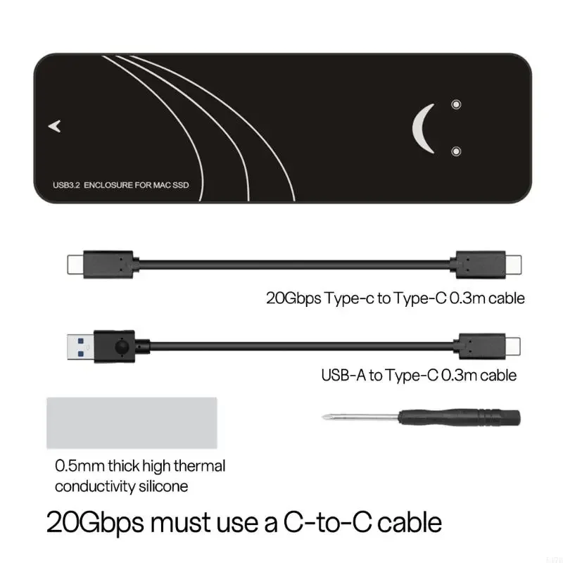 

547D Universal Adapter 10Gbps / 20Gbps USB C 3.2 SSD Enclosure Fit for Air / 2013-2017 SSDs with Cable