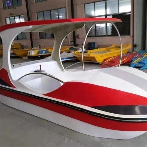 4-person Fiberglass Outdoor Adventure Water Rafting Electric Fishing Pedal Boat Micro Motor Self-draining Function Customized