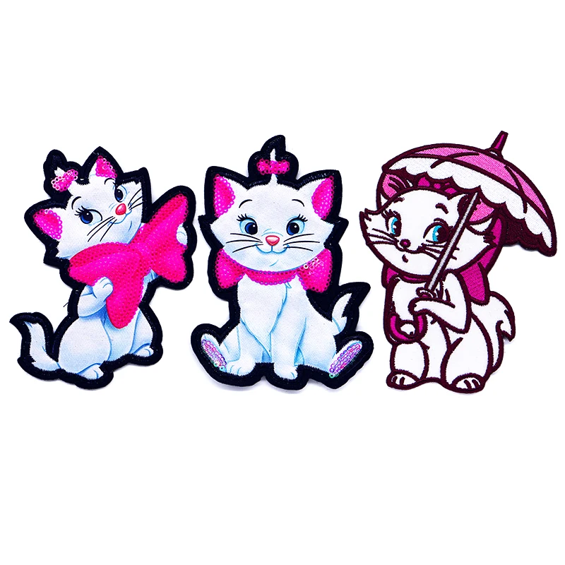 

HEROCROSS Disney Marie Cat sequin Icon Towel Embroidery Applique Patches For Clothing DIY Sew on Patch on the stickers
