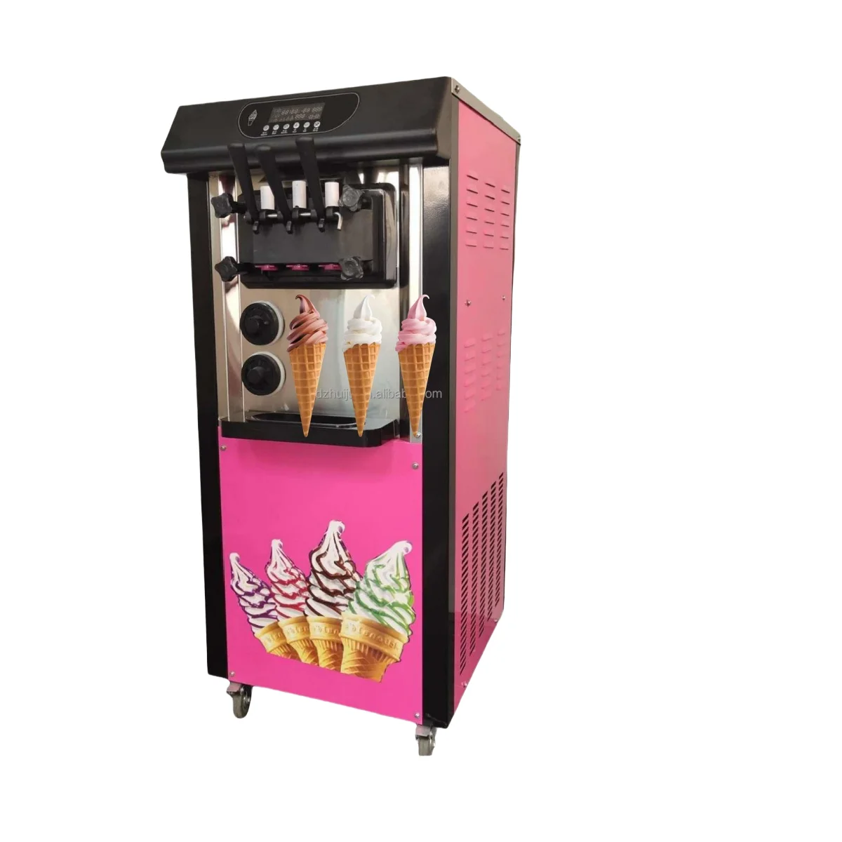 Commercial Soft Serve Ice Cream Maker Machine 3 Flavor Yogurt Milk Water New Condition Efficient Motor for Food Establishments