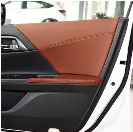 Microfiber Front /Rear Door Panel + Armrest Leather Cover Protective Trim For Honda Accord 9th generation with Mount Fittings