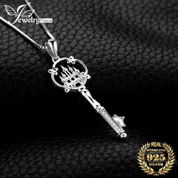 JewelryPalace Castle Key Crown 925 Sterling Silver Pendant Necklace Cubic Zirconia Simulated Diamond Pendant for Women No Chain