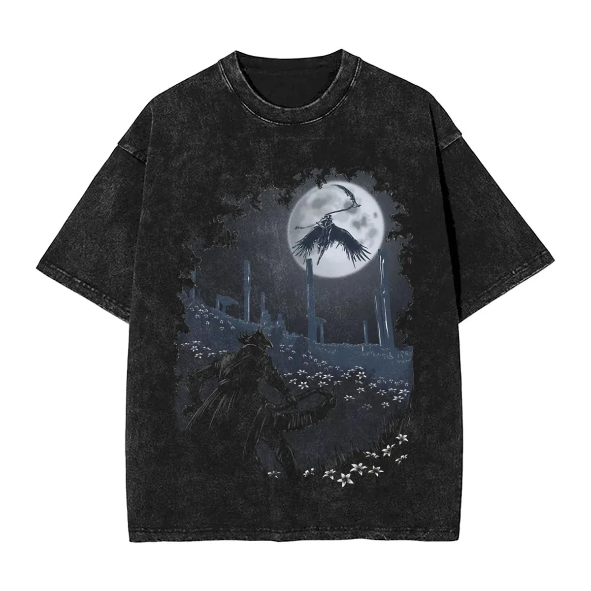 Hot Sale Cthulhu Mythos Theme Game Bloodborne Peripherals Graphic Print T-Shirt Men Women Retro Washed Cotton Top Summer New Tee view 3