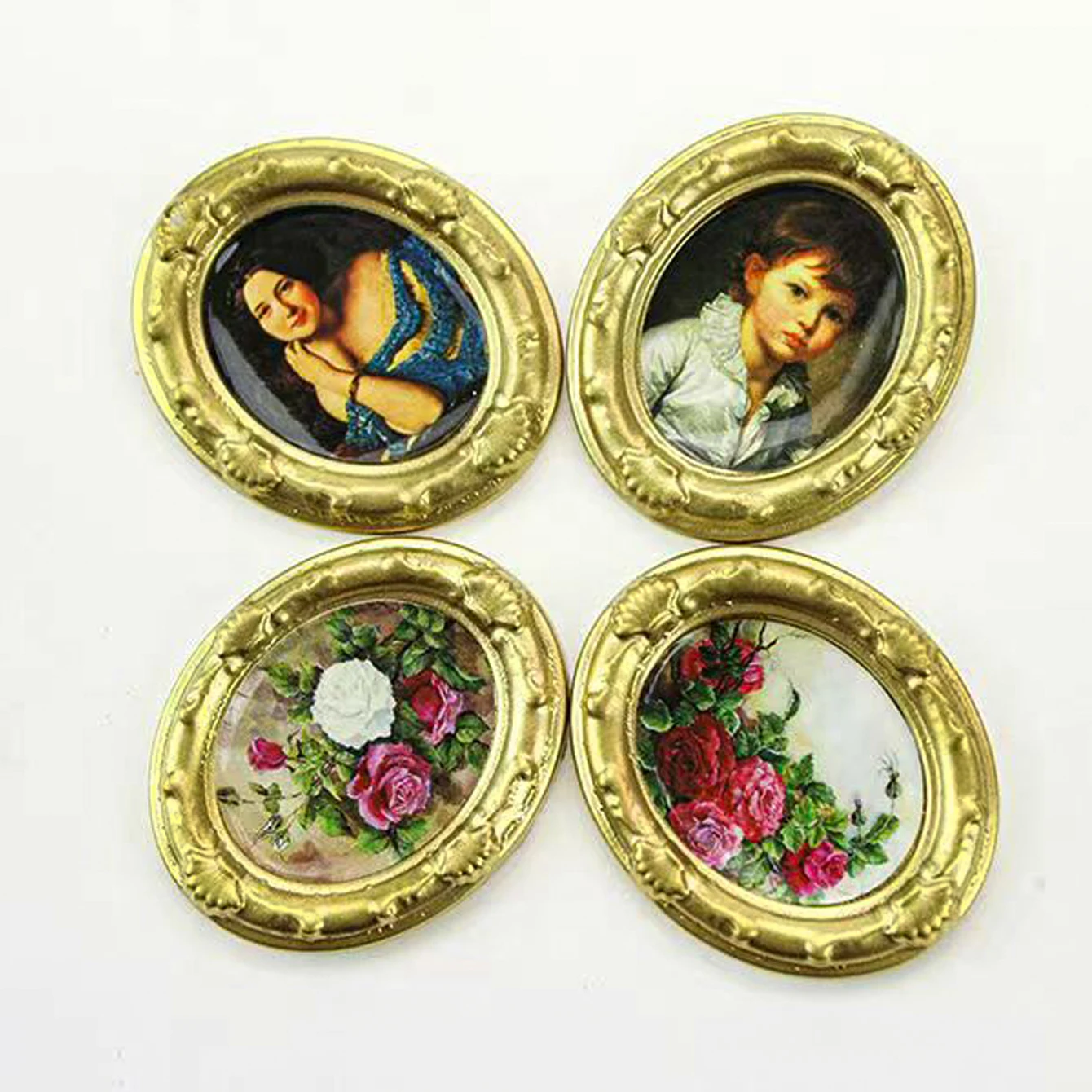 2 Pieces of Miniature Oil Painting Murals for Dollhouse: 1:12 Scale Mini Simulation Toy House Wall Decoration Accessories