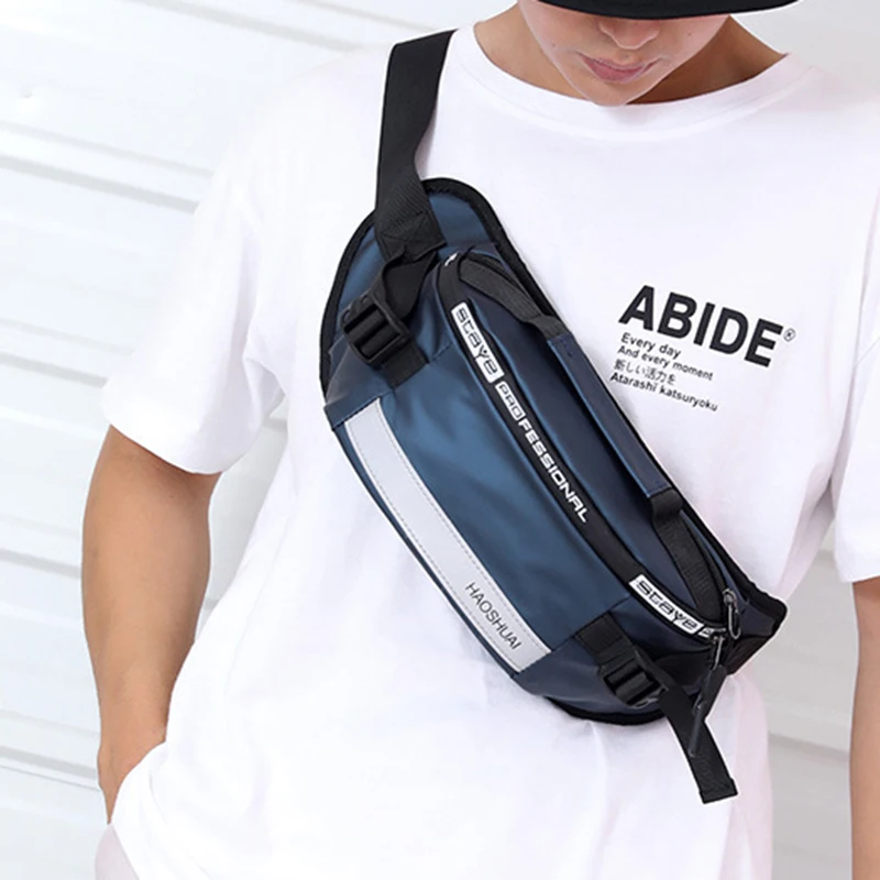 Anti-theft Male Belt Close-Fitting Waist Bags Multi-Functional Hip Bum Reflective Strip Shoulder Bag  Men Nylon Fanny Chest Pack