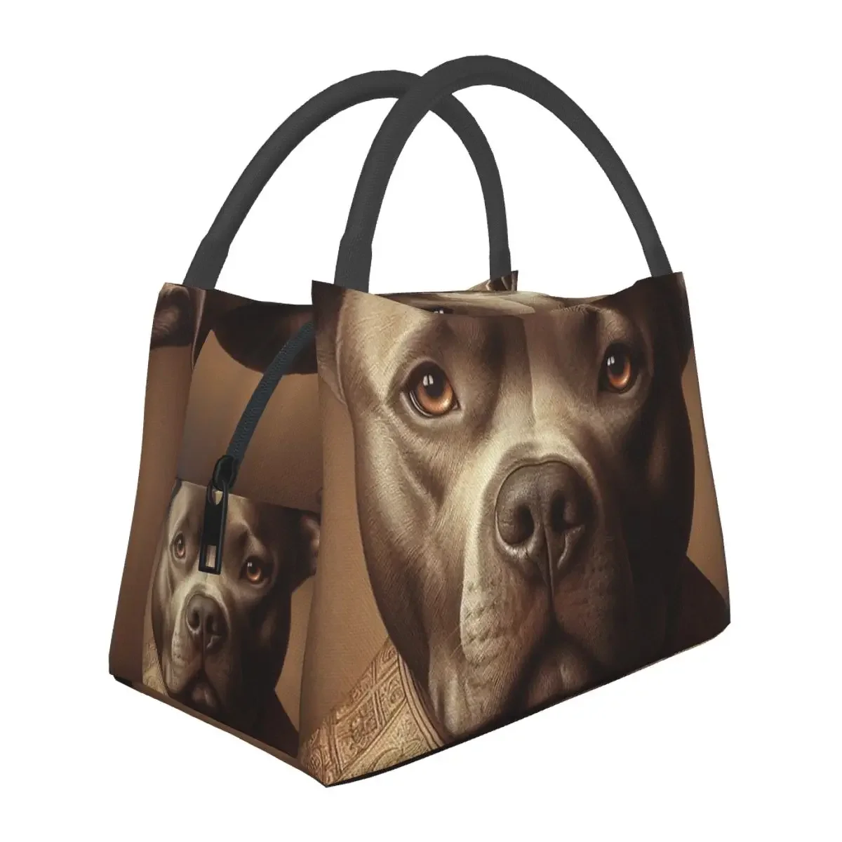 

Pit Bull Portrait Lunch Bags Insulated Bento Box Portable Lunch Tote Picnic Bags Cooler Thermal Bag for Woman Children Work
