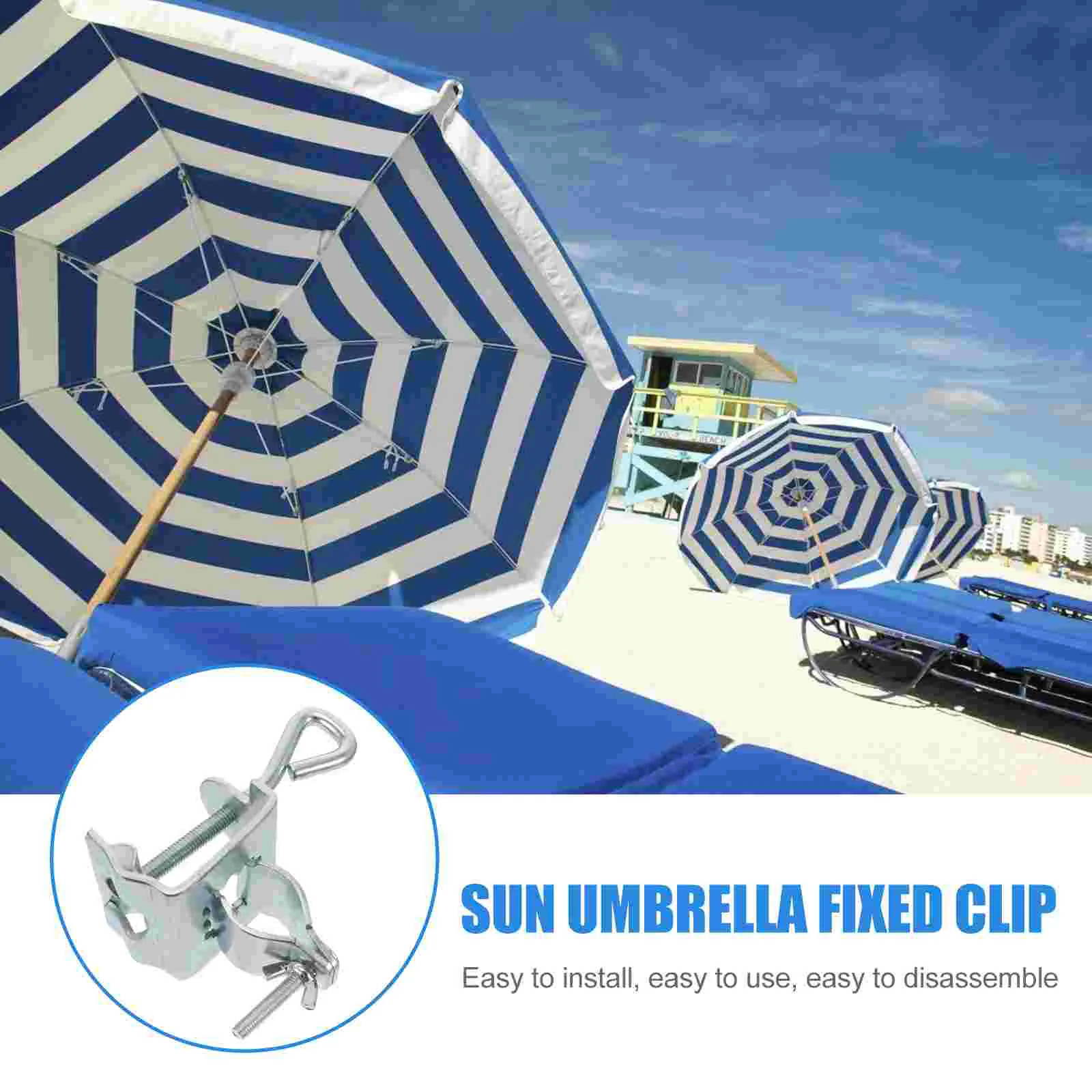 Beach Umbrella Clip Parasol Stand Bracket Fixed Patio Clamp outside Outdoor Parts Holder