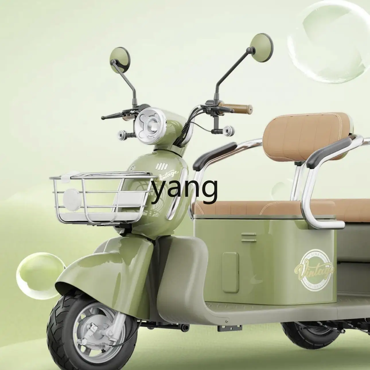 Yjq electric tricycle double-row female tricycle elderly pick up and drop off children