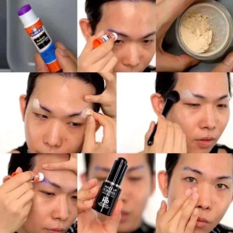 眉毛メイクアップセット 洗える接着剤 眉毛シェーディングクリーム マジックカラーチェンジンググルースティック メイクアップ安全な接着剤 仮面舞踏会 コスプレパーティー
