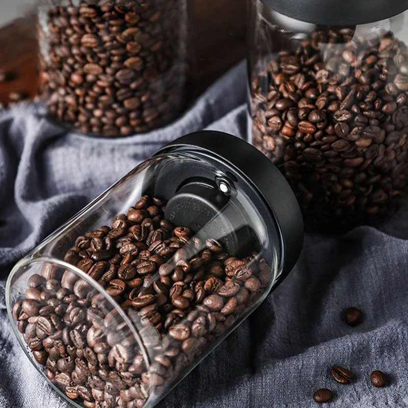 Coffee Beans Glass Jar Household Vacuum Sealed Tank Food Storage Organizer Household Kitchen Containers