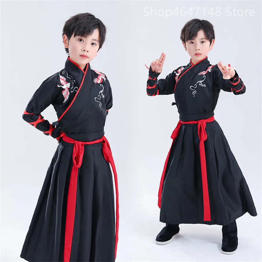 

Traditional Chinese Ancient Children Hanfu Boy Martial Samurai Knight Party Costume Kids Tangsuit Perform Outfits