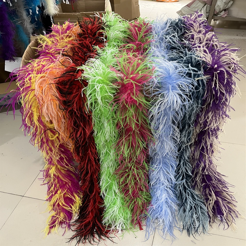 

Customized Colorful Ostrich Feather boa Scarf for Crafts Fluffy Plume Ribbon Trimming Wedding Dress Sewing Decoration Shawl