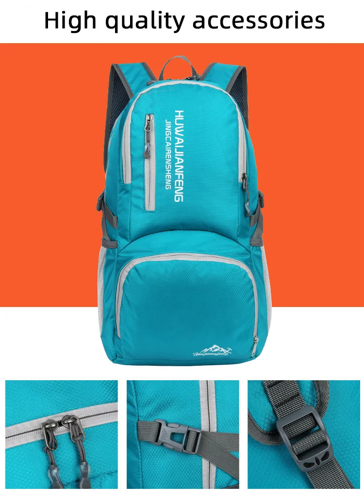 28l packbarer Rucksack faltbare ultraleichte Outdoor-Reisetasche großer zusammen klappbarer Rucksack Wander reise rucksack Bergsteiger-Tages rucksack Geringes Gewicht hohe Kapazität Wasserabweisendes Gewebe Top Punc – Detail 7
